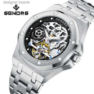 Armbanduhren SENERS SN206 Herren Automatik sphärische Glasmaschinen Herren 316L Skelettuhr Hohl Touillon 3ATMC24325