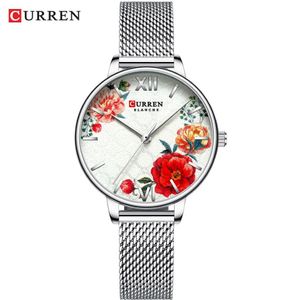 Дамы смотрят Curren New Fashion Design Women Watch Casual Elegant Woman Кварцевые наручные часы с браслетом из нержавеющей стали2653