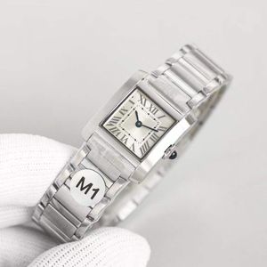 Marca clássico aaa zircon tanque relógio feminino número romano quartzo relógio de pulso aço inoxidável safira vidro relógio francês quadrado diamante moldura 26mm