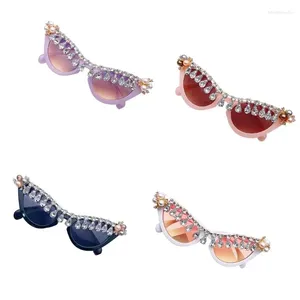 Sunglasses Water Drop Rhinestones For Girls Boys Po Props Y2K-style Travel Cat-eye Glasses Teens Gifts