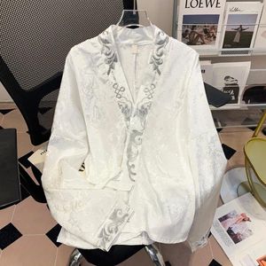 Women's Blouses Satin Chinese Style Shirts Silk Embroidery Vintage Clothing Spring/Summer Loose Floral Tops YCMYUNYAN