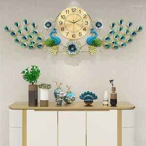 Wanduhren 3D Große Größe Pfau Moderne Metall Kreative Nordic Uhr Wohnzimmer Restaurant Saat Dekoration