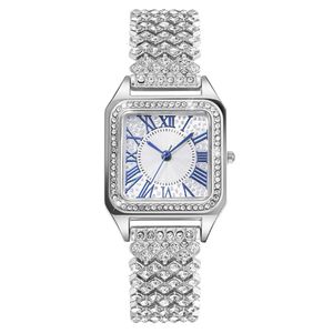 Mode Women's Quartz Watch Square White Gold Band LED Display