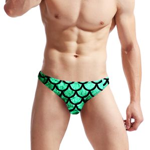 Cuecas sexy roupa interior homens briefs gay peixe escala padrão bikini calcinha