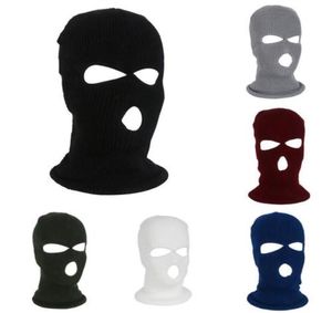 3 -håls full ansiktsmask skidmask Winter Cap Balaclava Hood Motorcykel Motorcykelhjälm full ansiktshjälm armé taktisk mask1473382