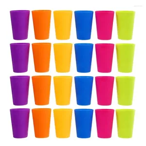 Disposable Cups Straws 24pcs Plastic Colorful Drinking Reusable Coffee Juice Beverage Water Mugs Drinkware Tumbler Picnic Travel Party