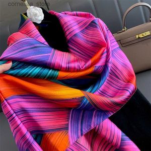 Bandanas Durag Scarves Fashion Print Large Shawl Scarf For Women Luxury Design Pashmina Wrap Hijab Foulard Female Beach Stoles Bandana pannband Echarpe Y240325