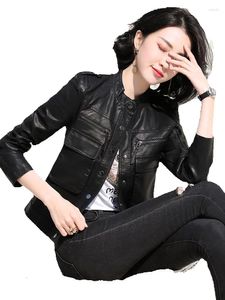 Women's Leather Seasonal Genuine Motorcycle Short Sheepskin Slim Fit Coat