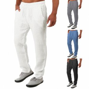 mid-rise Men Pants Elastic Waistband Drawstring Pockets Wide Leg Summer Thin Hip Hop Lg Trousers Streetwear x7aO#