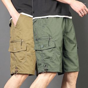 Shorts Masculinos Verão Carga Moda Versão Coreana Solta Cinco Quartos Calças Multi-bolso Reto Casual