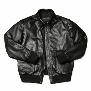 alfaiate Brando American Vintage A2 Aviator Jacket Head Layer Oil Waxed Cowhide Leather Workwear Jacket P2jO #