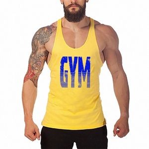 Varumärke Bodybuilding och Fitn Clothing Cott ärmskjortor Tank Top Men Stringer Singlets Mens Y Back Workout Gym Vest C5A0#