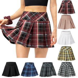 Skirts Women's Pleated Skirt With Comfy Casual Stretchy Band Plaid Sports Outdoor Running Tennis Culottes Yoga