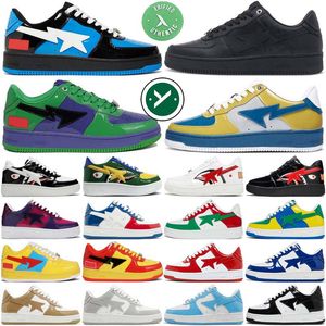 Designer bapestaes bapestar sapatos bapestases para homens mulheres triplo preto branco azul real azul claro cinza treinadores tênis placa-forma casual desconto de luxo