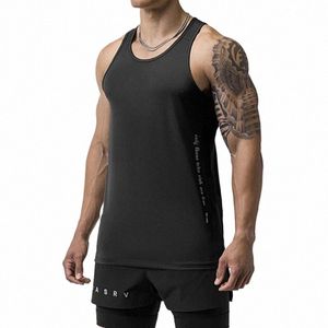 summer Mens Fitn Vest Stringer Man Fi Brand Sport Sleevel Shirt Singlets Gym Bodybuilding Clothing Quick Dry Tank Top W1As#