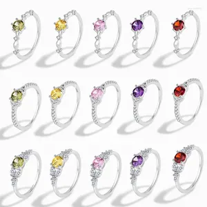 Cluster Rings Selling In Europe And America S925 Sterling Silver Versatile Simple Exquisite Round Clover Eye Set With Water Drop Ring