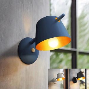 Wall Lamp Nordic Children's Room Simple Hall Stair Corridor Bedroom Bedside Learn Macaron Small Hat Horn Retro