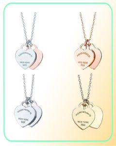 Classic 925 Sterling Silver Necklace Double Heart Pendant Women039S Fashion Jewelry Original 11 Högkvalitativ retur 2106217041571