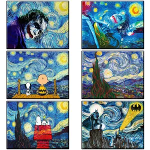 Numero Cielo stellato Decorazione del soggiorno Joker Dipinti ad olio su tela Immagini di paesaggi astratti con numeri 40 * 50 Regalo personalizzato