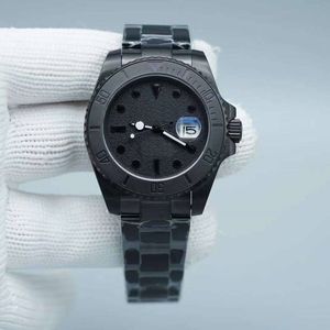 Suoer U1 ST9 Fecho Mens Watch Homens Automático Todo Preto Safira Inoxidável Sólido Glidelock Preto Cerâmica Bezel Masculino Relógios Relógios de Pulso