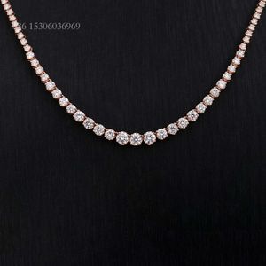 Lysande fin anpassade solida smycken VVS Diamond Tennis Chain Choker Real Gold Neckor för Hip Hop Men