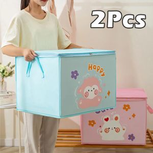 BIN 2/1PCS Saco de armazenamento de colcha de desenhos animados Espalhar a água à prova d'água Roupas de pó de brinquedo Organizador de guarda -roupa Armazenamento doméstico