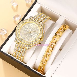 Luxury Mens Watch Women Steel Band Diamond Full Sky Star Womens Watch Crystal Alloy Tricolor Gold Quartz