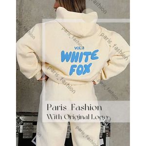 White Foxs Designer Tracksuit Mulheres Branco Foxx Hoodie Define Dois 2 Peça Set Mulheres Roupas Conjunto Desportivo De Manga Comprida Pulôver Com Capuz Fatos Branco Fix 196