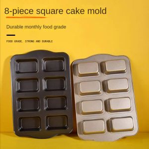 Moulds 8 Grids Steel Carbon NonSticky Cake Mold Cheesecake Bread Loaf Pan Baking Mould Pie Tin Tray Bakeware Tool Accessories