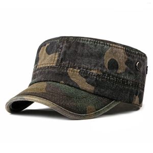 Berets Men's Camouflage Flat Top Adjustable Military Trucker Driving Fishing Sun Hat Cap For Male Outerwear