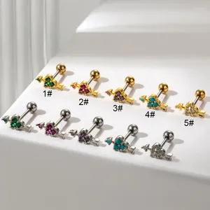 Ohrstecker 1 Stück 20G Edelstahl Piercing Herzfarbe Zirkon Ohrring für Frauen 2024 Pfeil durch Knorpel