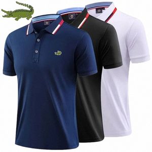 Sommer heiße Marke gedruckt High-End-Polo-Shirt Luxus hochwertige lässige Revers Kurzarm-T-Shirt Fi Trend Männer I70X #