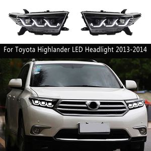 Para toyota highlander led conjunto do farol drl luz de circulação diurna streamer indicador de sinal de volta 13-14 lâmpada dianteira peças de automóvel