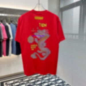 24FWデザイナー女性のトップレターポロス衣類スリーブエイジングプリントファッションルーズショートTシャツメンズシャツ