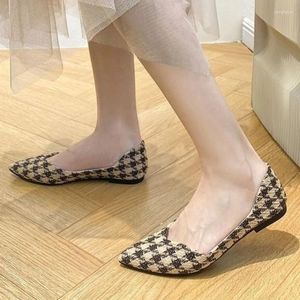 Casual Shoes for Women 2024 Fashion Spring and Autumn Women's Flats Houndstooth Point Toe Grunt Mouth Zapatillas de Mujer