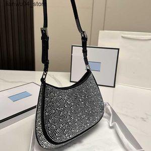 Abendtaschen Cleo Damen Designer Tote Shouler Kristallverzierte Satinhandtaschen Damen 2023 Mode Unterarm Geldbörsen Bling Q240225