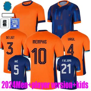 2024 Euro Copa Holanda Futebol Jerseys Memphis De Jong Virgil De Ligt Gakpo Dumfries Bergvijn Klaassen Fãs Jogador Camisa de Futebol Homens Crianças Kits 24 25 Home Away