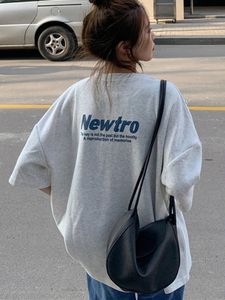 Zoki saf pamuk harajuku mektup baskı tişörtleri kadınlar büyük boyutlu moda nakış kısa kollu gündelik tees yaz Kore üstleri 240309