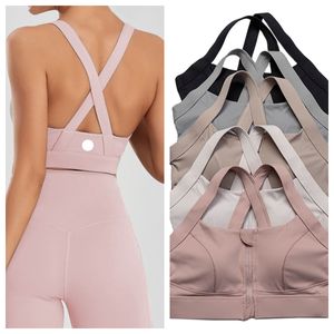 LU-L2006 Women Yoga Fiess Gym Clothes Female Fashion Large Size Wireless Girls Tops Yoga- Sports NEW Top Beauty Back Vest Zipper Bra