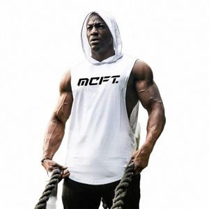 Varumärke Gymkläder Bodybuilding Hoodie ärmskjorta Fitn Mens Tank Top Muscle Vest Stringer undertröja Summer Tankop D7Z4#