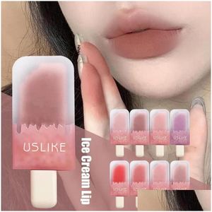 LIG BLISS 1PCS 8 Colors Ice Cream Glaze Matte Fog Veet Trwała z wysokiego koloru szminki kosmetyki makijażu dla kobiet Prezenty i6q5 Drop dostawa dhdrv