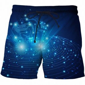 AI Technology Series överdimensionerade stranden korta tröjor Herrkläder Nytt sommar avslappnad 3D -tryck unisex Bermuda Shorts för män H878#