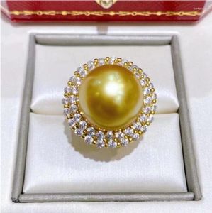 Cluster Rings Selling Large Quantities Of 12-13mm South China Sea Gold Earrings And Pearl 925S