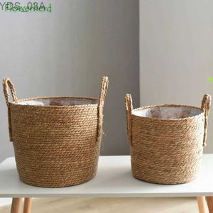 Planters POTS NORDIC extra stor halm Flower Pot Saweed förvaringskorg krukväxt Blomma Borgen Växtkorg Vävt golv inomhus blomkruka 240325