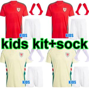 Wales Club Sets Sets Soccer Jersey 2024 Home Red Allen Bale Ramsey Camisa Equipe Nacional James Wilson Brooks Giggs Away Football Uniform Child