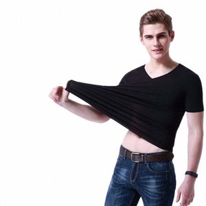 summer Inner Wear External Wear Men's Seaml T-shirt Ice Silk Drop Temperature Breathable Thin Short Sleeve Top Smooth Shirt D4SJ#