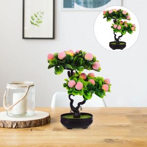 Dekorativa blommor Konstgjorda växter inomhusfrukt Fake Tree Decors Pott Simulation Bonsai Ornament Home Office