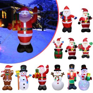 Dekoration Uppblåsbar snögubbe Santa Claus Nutcracker -modell med LED -lätta uppblåsbara juldockor för Xmas New Year Garden Party Decor