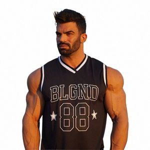 Verão fresco respirável de secagem rápida colete masculino jogger novas academias fi marca esportiva topos fitn musculação exercício homens W9qe #