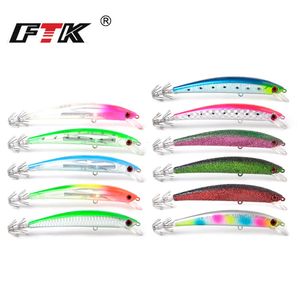 FTK 11Colors Sinking Bait Fishing Lure Minnow 23g120mm Jigging Sepia Squid Hook Sea Bass Hard Artificial 240312